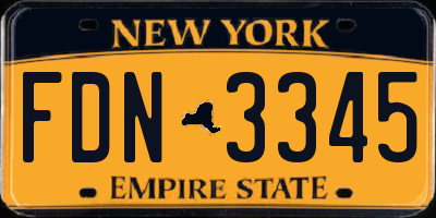 NY license plate FDN3345