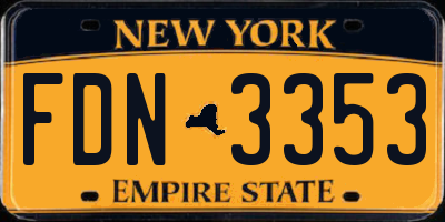 NY license plate FDN3353