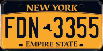 NY license plate FDN3355