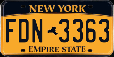 NY license plate FDN3363