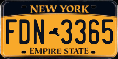 NY license plate FDN3365