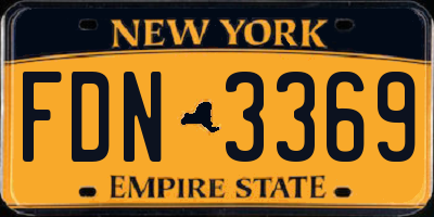 NY license plate FDN3369