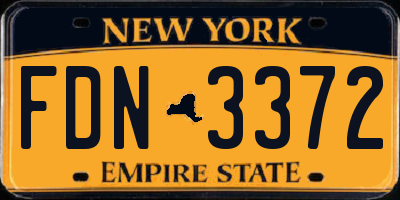 NY license plate FDN3372