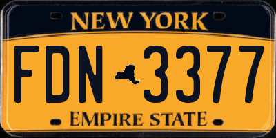 NY license plate FDN3377