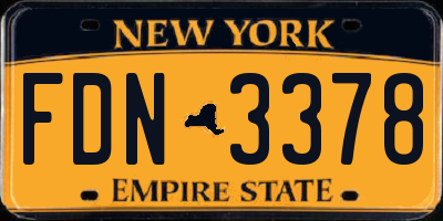 NY license plate FDN3378