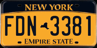 NY license plate FDN3381