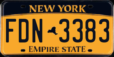 NY license plate FDN3383