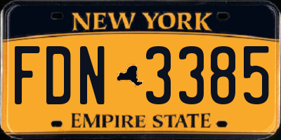 NY license plate FDN3385