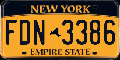 NY license plate FDN3386
