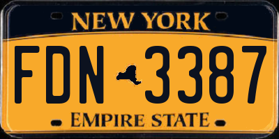 NY license plate FDN3387