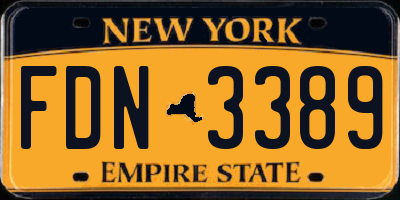 NY license plate FDN3389