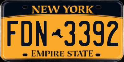 NY license plate FDN3392