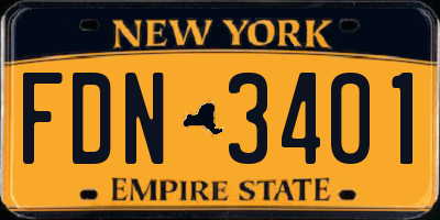 NY license plate FDN3401