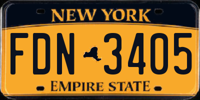 NY license plate FDN3405