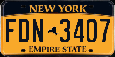 NY license plate FDN3407