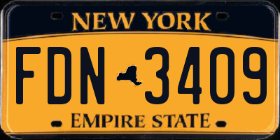 NY license plate FDN3409