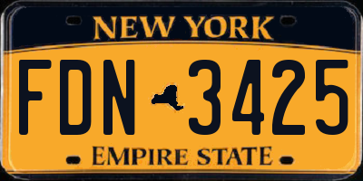 NY license plate FDN3425