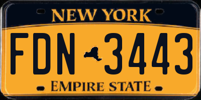 NY license plate FDN3443