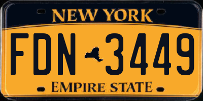 NY license plate FDN3449