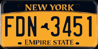 NY license plate FDN3451