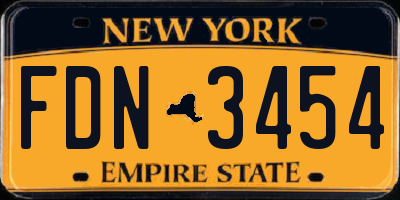NY license plate FDN3454