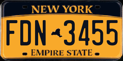 NY license plate FDN3455