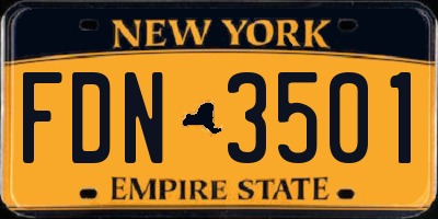 NY license plate FDN3501