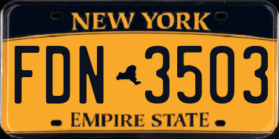 NY license plate FDN3503