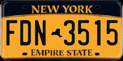 NY license plate FDN3515