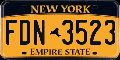 NY license plate FDN3523