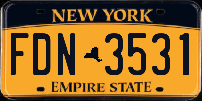 NY license plate FDN3531