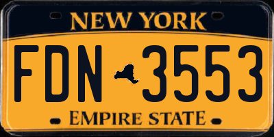 NY license plate FDN3553