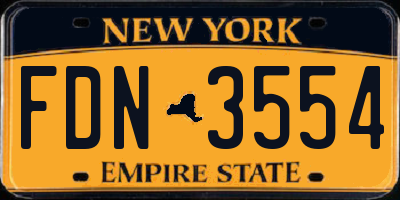 NY license plate FDN3554