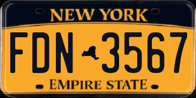 NY license plate FDN3567
