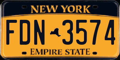 NY license plate FDN3574