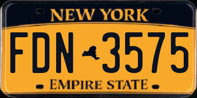 NY license plate FDN3575