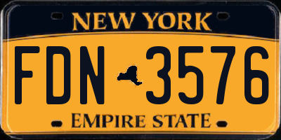 NY license plate FDN3576