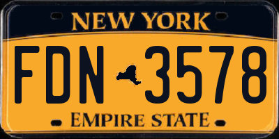 NY license plate FDN3578