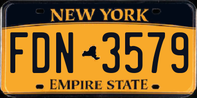 NY license plate FDN3579