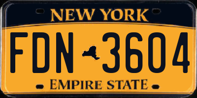 NY license plate FDN3604
