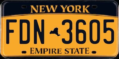 NY license plate FDN3605