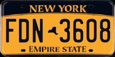 NY license plate FDN3608