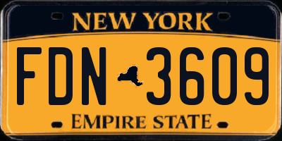 NY license plate FDN3609
