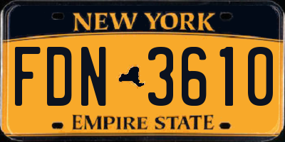NY license plate FDN3610