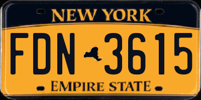 NY license plate FDN3615