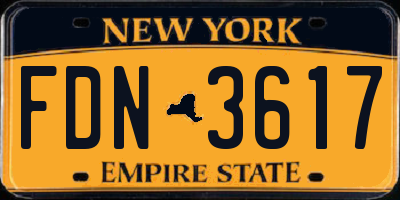 NY license plate FDN3617