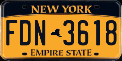 NY license plate FDN3618