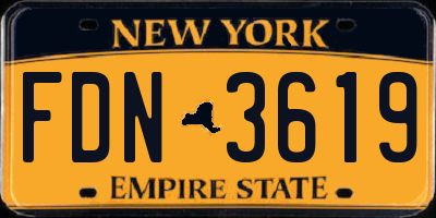 NY license plate FDN3619