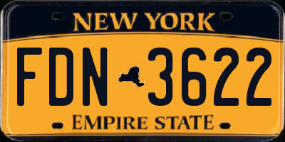 NY license plate FDN3622