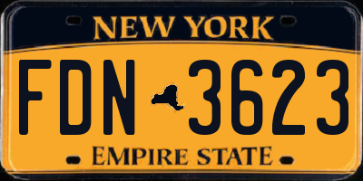 NY license plate FDN3623